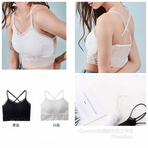 H004 蕾絲固定罩杯打底背心/2色/S-XL