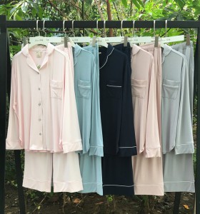 P006 長袖長褲莫代爾套裝/5色/M-L
