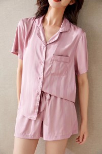 P065 暗紋短袖睡衣套裝/2色/S-XL
